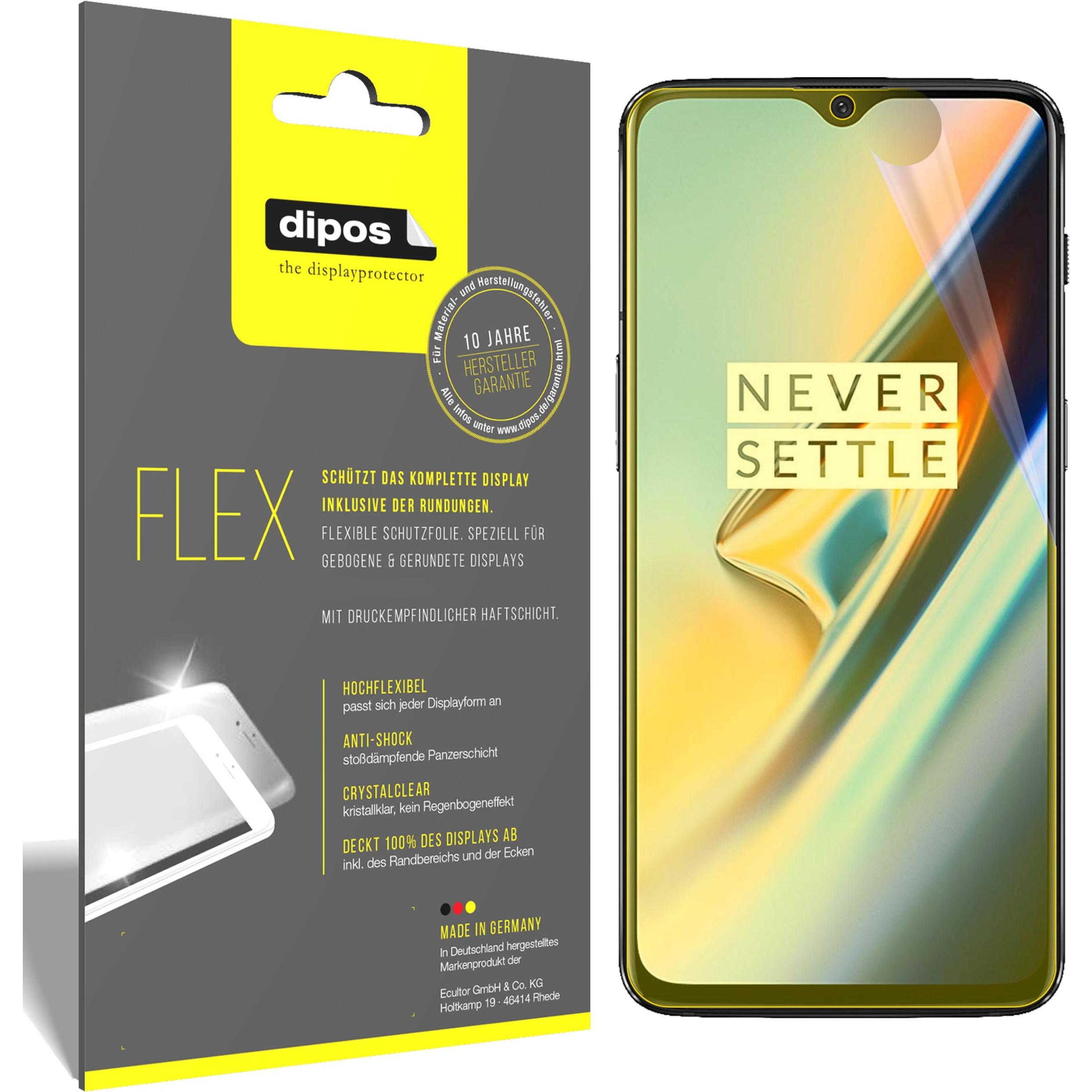 Dipos Displayschutzfolie Full-Cover 3D (2 Stück, OnePlus 6T), Smartphone Schutzfolie, Transparent