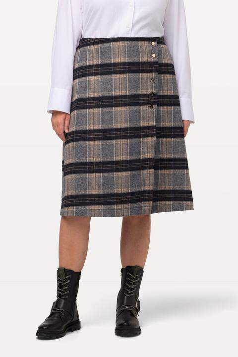 Produktbild Ulla Popken Landhaus Kilt, Karo, A-Linie, Schmuckknöpfe, Wickeloptik (48)