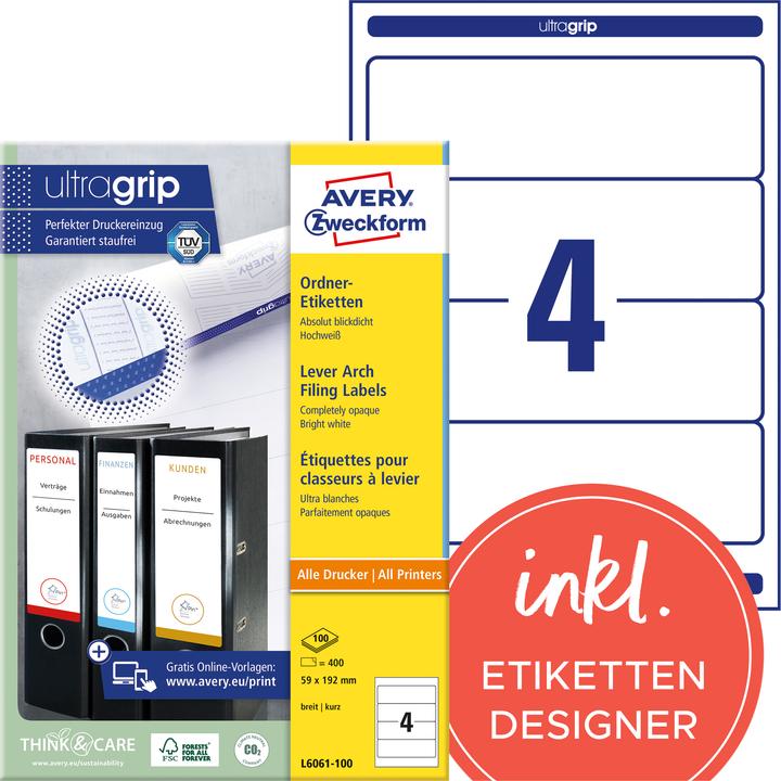 Actual product image Avery Folder labels