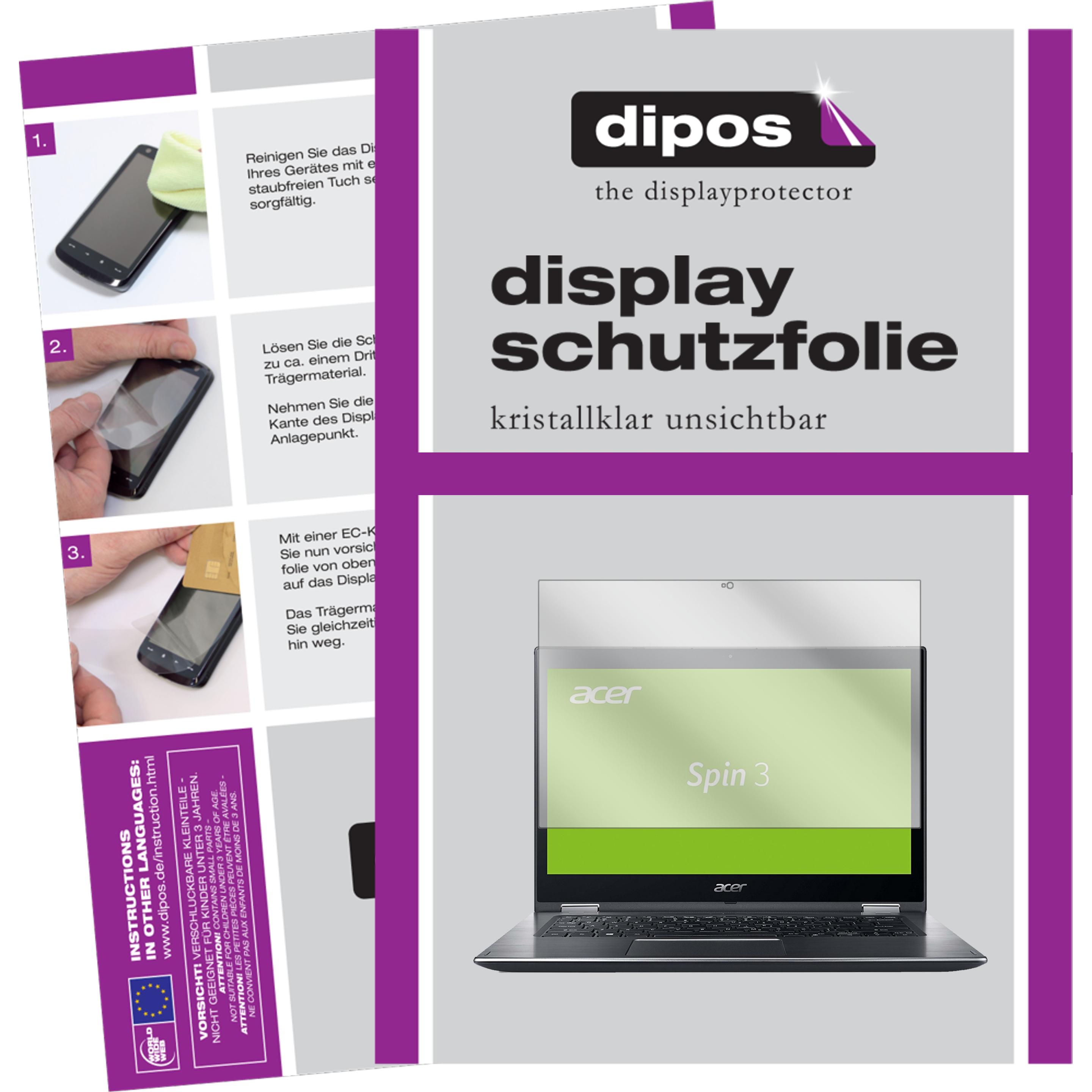 Dipos Displayschutzfolie Crystalclear (2 Stück, Spin 3), Tablet Schutzfolie