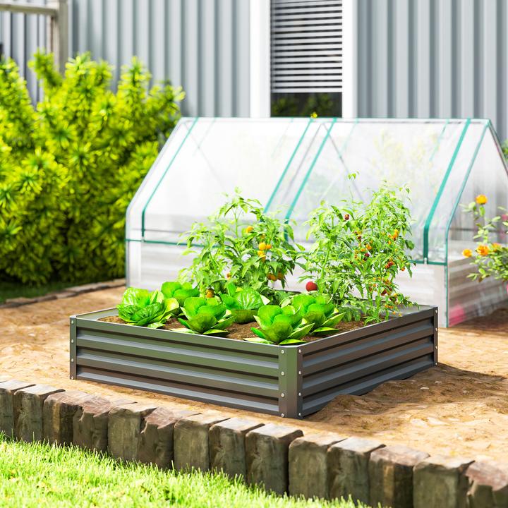 Produktbild Outsunny Hochbeet Stahl Hellgrau