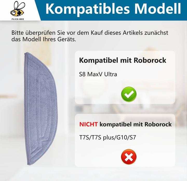 Produktbild Flickbee Wishmop 3er Pack für Roborock S8 MaxV Ultra, S8 Max Ultra