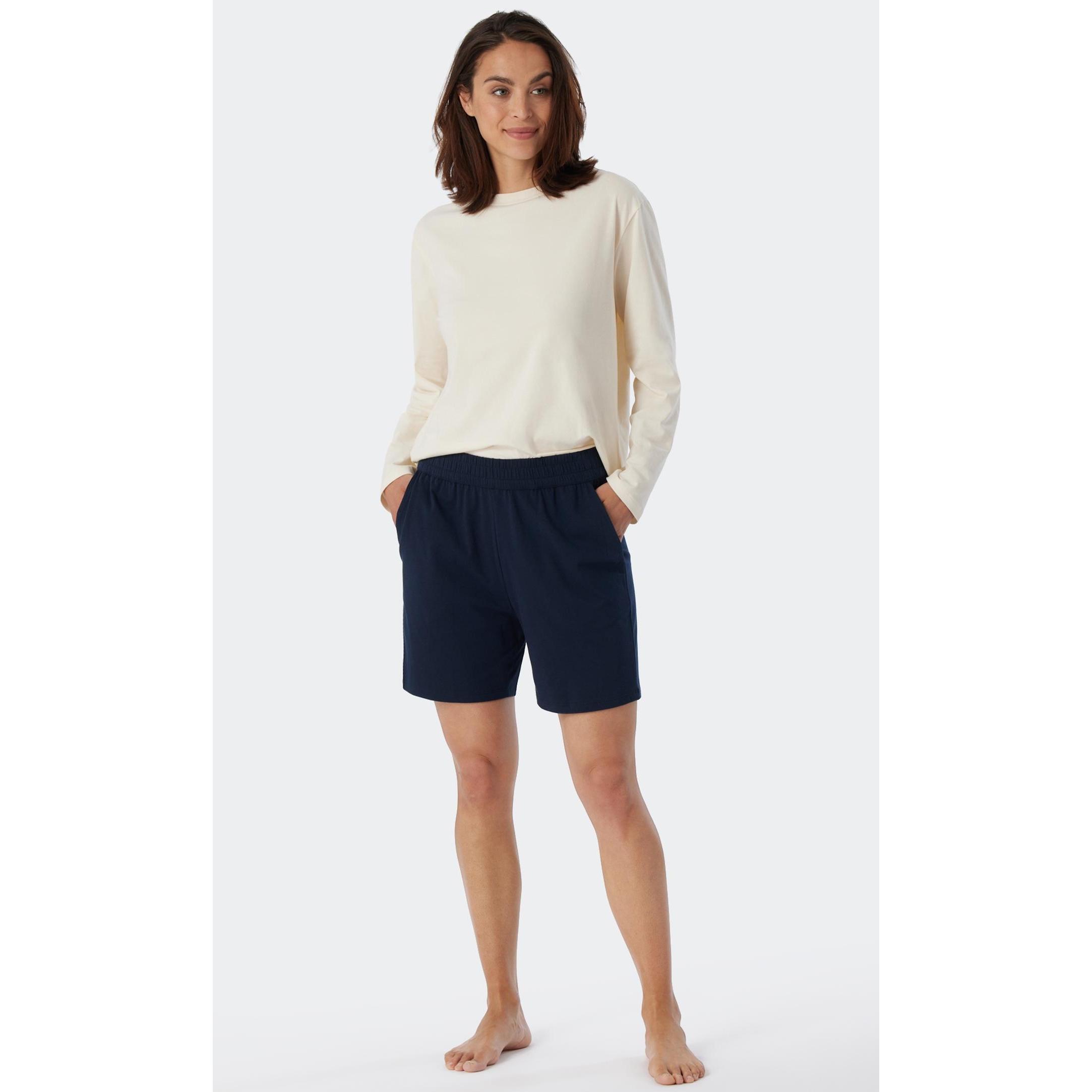 Thumbnail - Schiesser, Damen, Pyjama, Mix & Relax Organic Cotton Schlafanzug Hose kurz, Blau, (46)