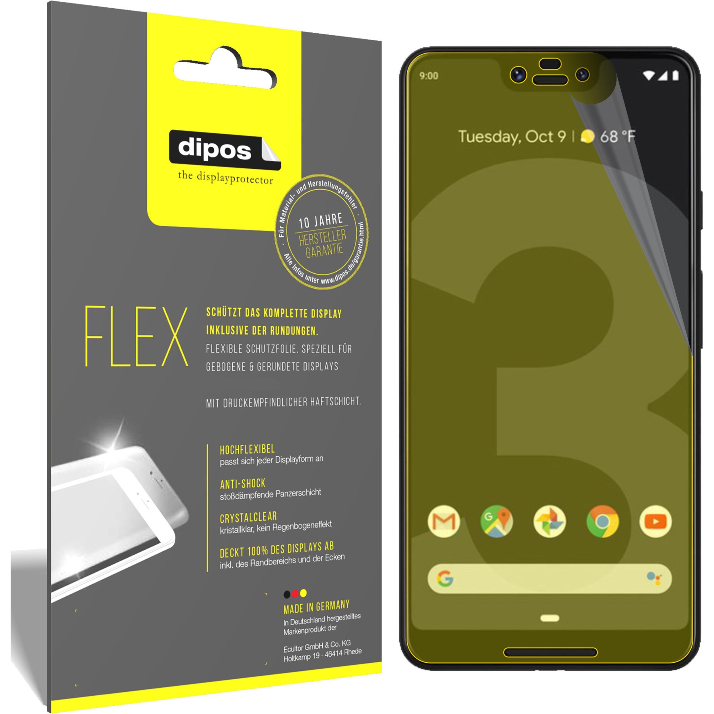 Dipos Displayschutzfolie Full-Cover 3D (2 Stück, Google Pixel 3 XL), Smartphone Schutzfolie, Transparent