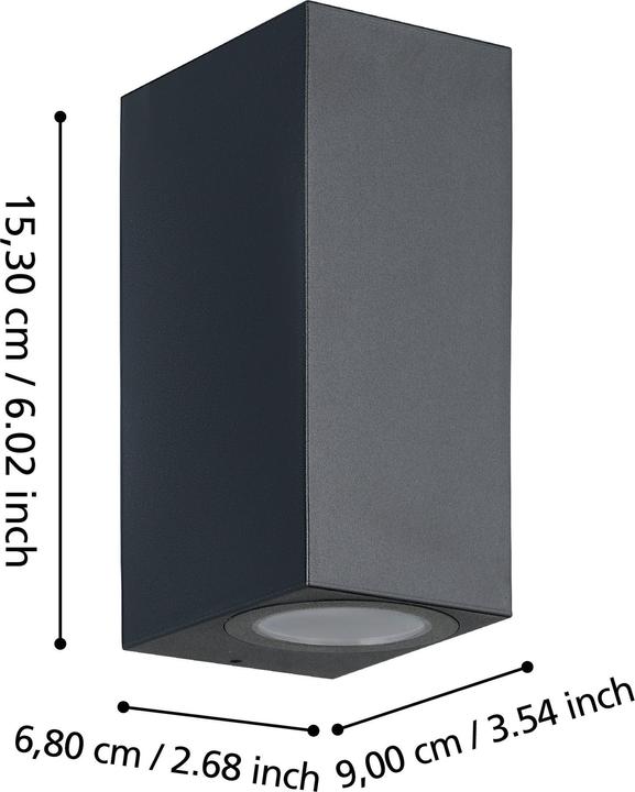 Produktbild EGLO 900276 JABAGA LED Aussen-Wand-/Deckenleuchte 2x4,6W Schwarz IP44 (GU10, IP44)