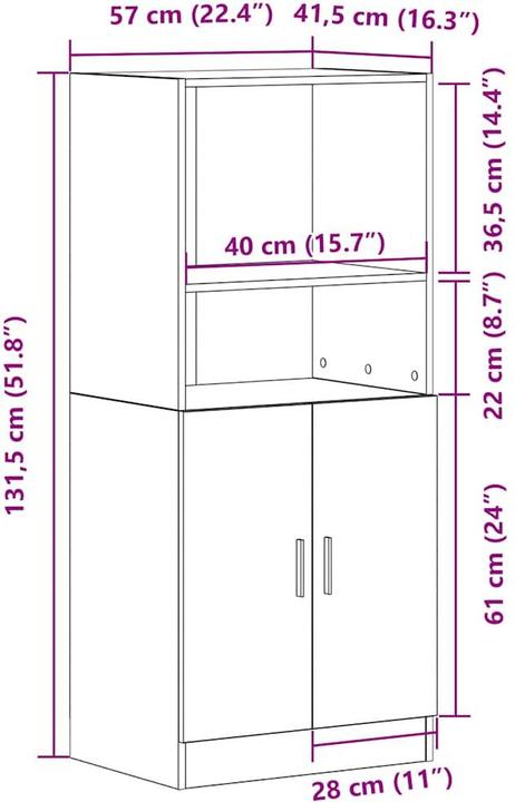 Actual product image vidaXL Küchenschrank (57 x 41.50 x 131.50 cm)