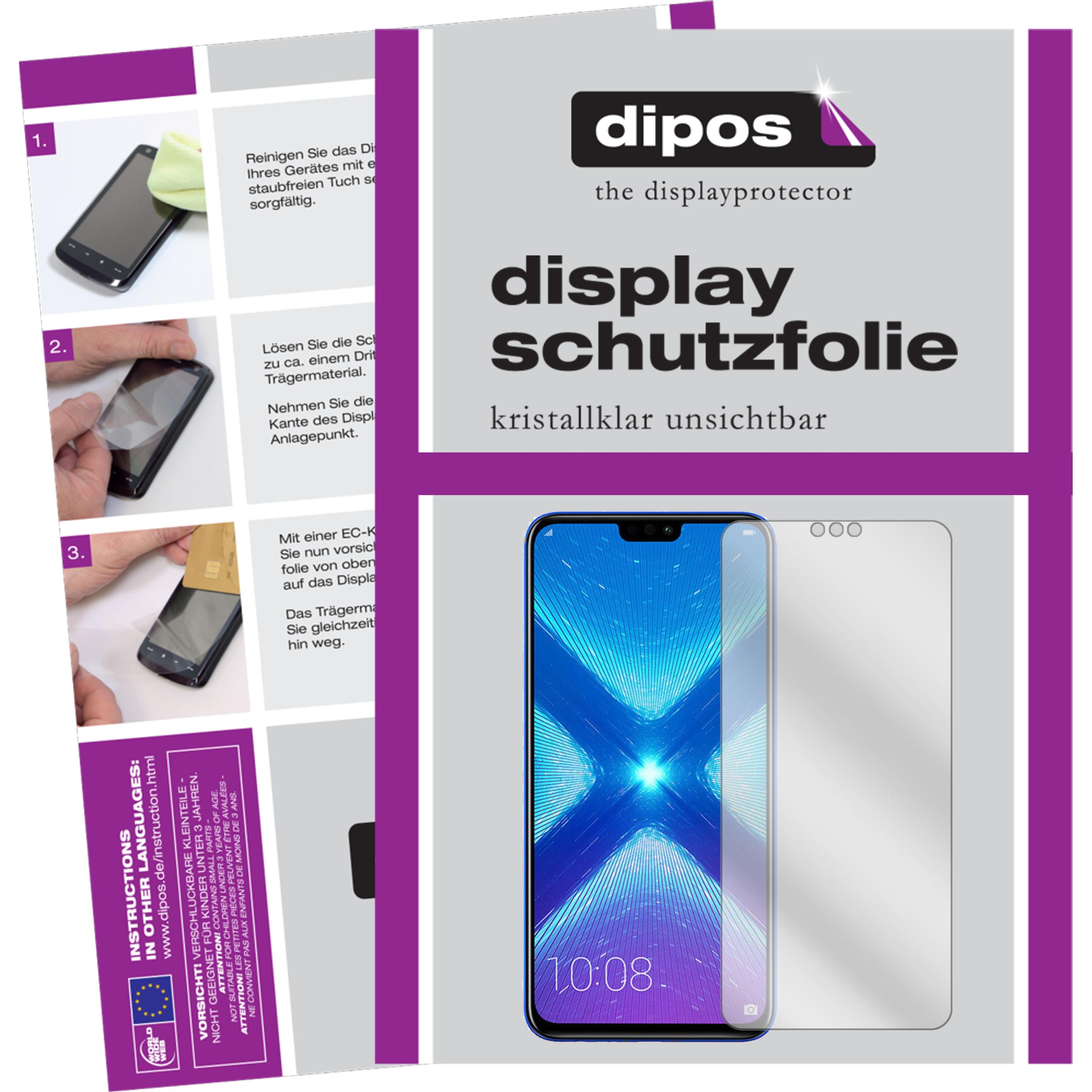 Dipos Displayschutzfolie Crystalclear (2 Stück, Honor 8X), Smartphone Schutzfolie, Transparent