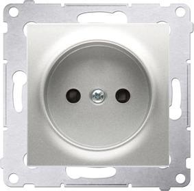 Kontakt Simon socket SIMON54 Single b/u 16A IP20 with silver closure - DG1Z.01/43