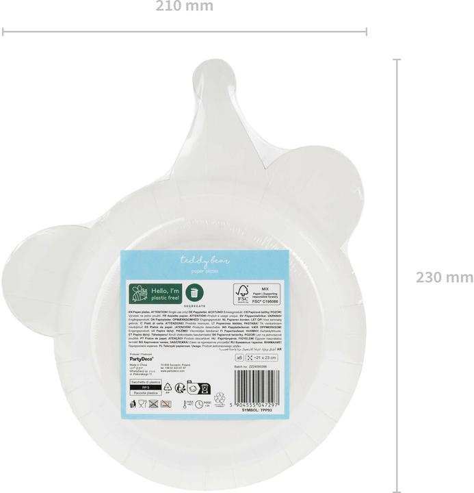 Produktbild Partydeco Einwegteller Teddybär (6x)