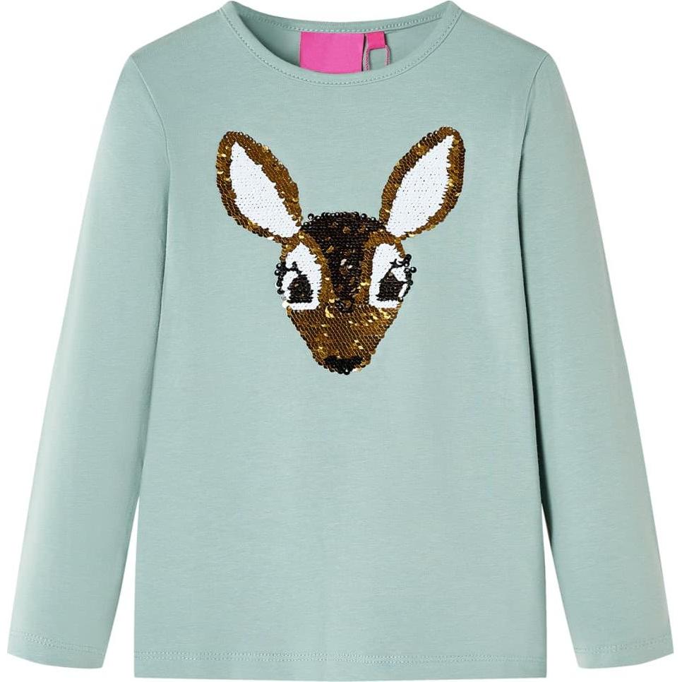 VidaXL, Jungen, Shirt, Kinder-Langarmshirt Minzgrün 128,Material: 95 % Baumwolle, Grün, (128)