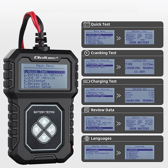 Produktbild Qoltec Batterietester mit LCD 12V 30Ah 220Ah AGM GEL