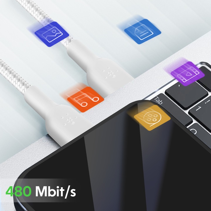 Actual product image Belkin USB-C to USB-C Braided PVC 2m Twin Pack (2 m, USB 2.0)