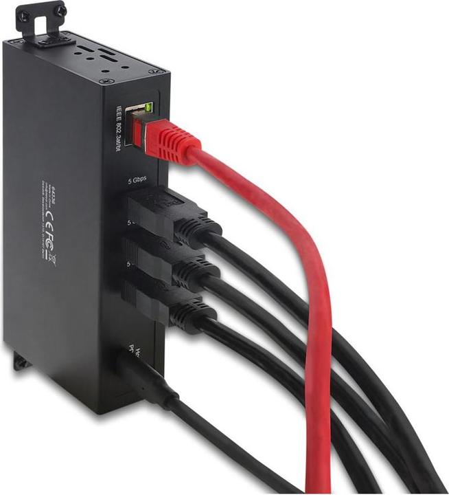 Produktbild Delock 3 Port USB 5 Gbps Hub + RJ45 Gigabit LAN PoE++ Port m (USB-C, 5 Ports)