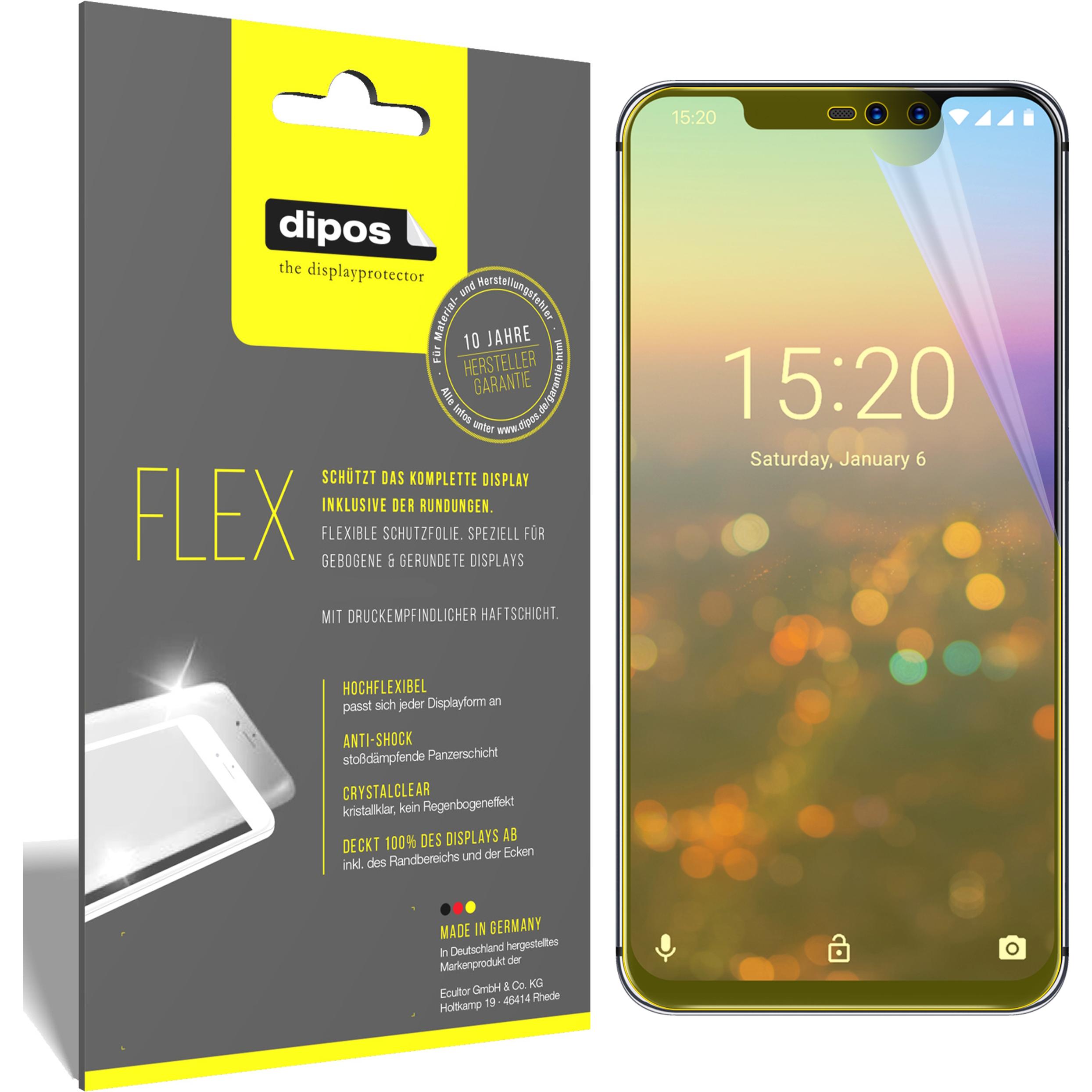 Dipos Displayschutzfolie Full-Cover 3D (3 Stück, Umidigi Z2 Pro), Smartphone Schutzfolie, Transparent