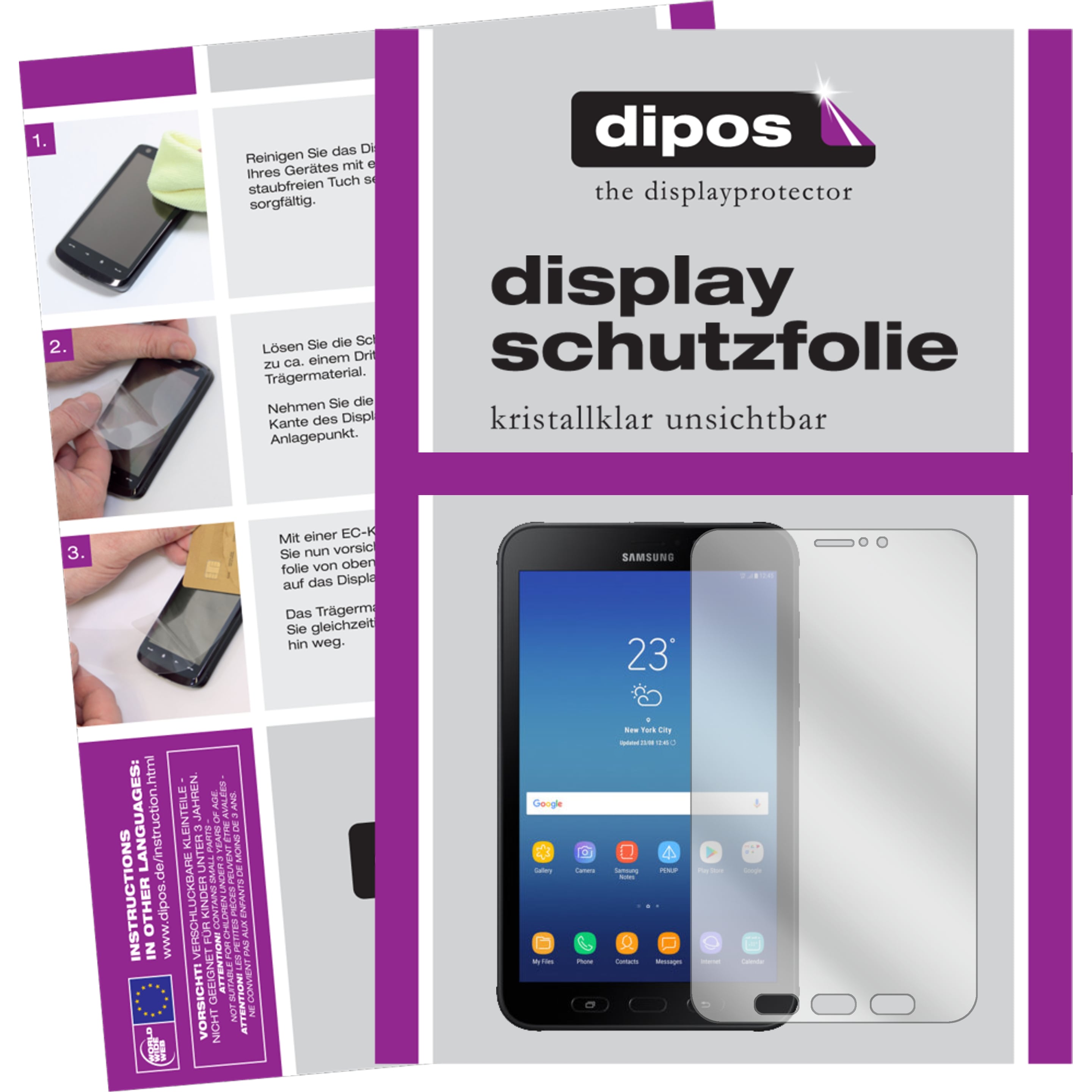 Dipos Displayschutzfolie Crystalclear (1 Stück, Galaxy Tab Active 2 8.0 (2017)), Tablet Schutzfolie