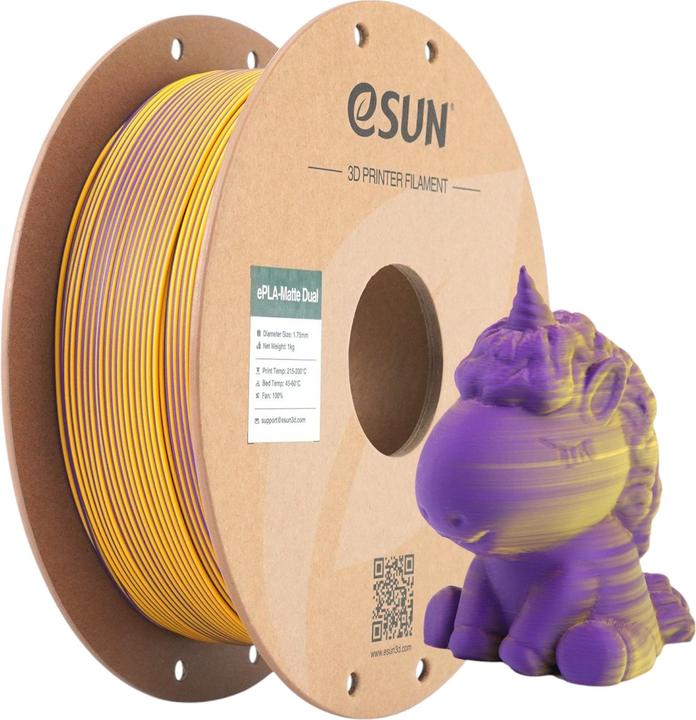 Actual product image eSUN PLA MATTE DUAL 1,75mm PURPLE YELLOW 1kg (PLA, 1.75 mm, 1360 g, Multicoloured)
