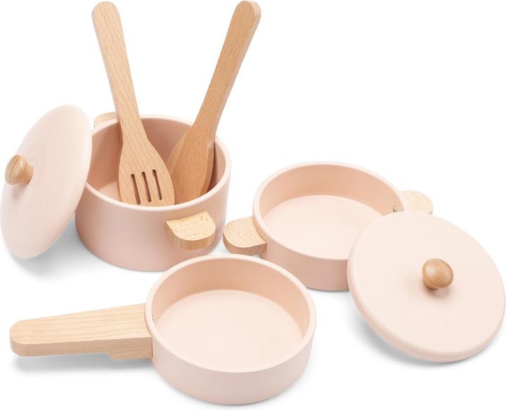 Immagine prodotto New Classic Toys Set di padelle in legno rosa