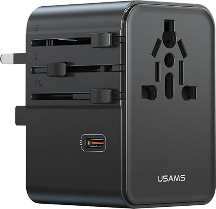 Productafbeelding Usams Travel Charger Adapter CC310 3xUSB-C 70W 4in1 US/AU/EU/UK black (70 W)