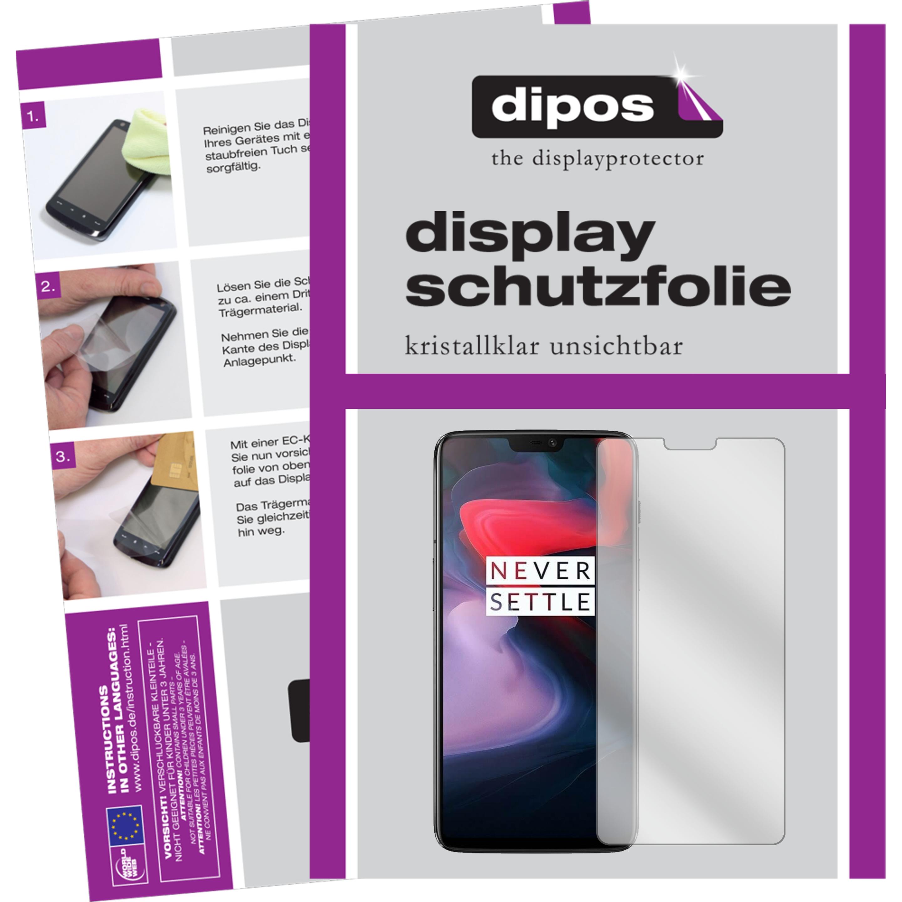 Dipos Displayschutzfolie Crystalclear (2 Stück, OnePlus 6), Smartphone Schutzfolie, Transparent
