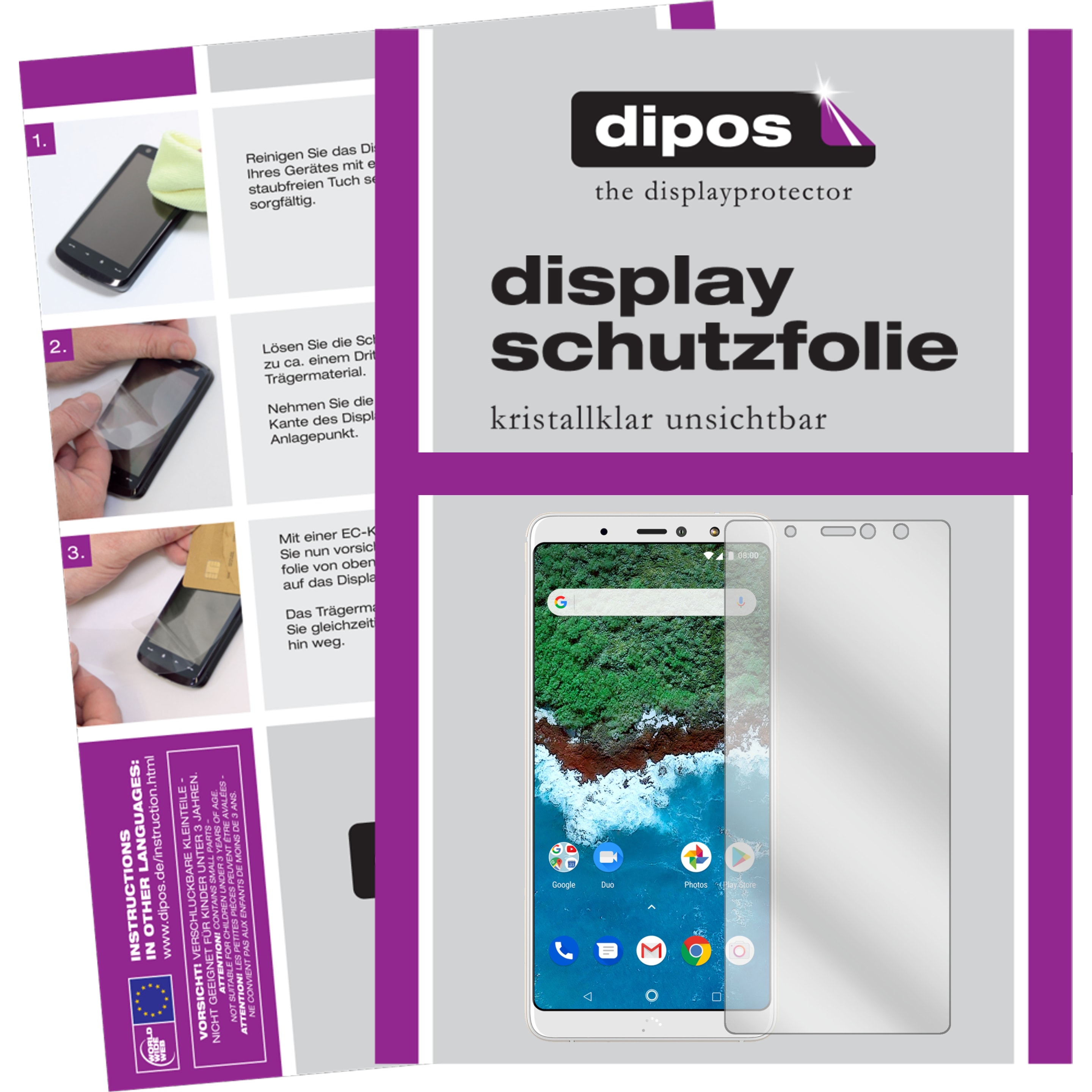 Dipos Displayschutzfolie Crystalclear (6 Stück, BQ Aquaris X2), Smartphone Schutzfolie, Transparent