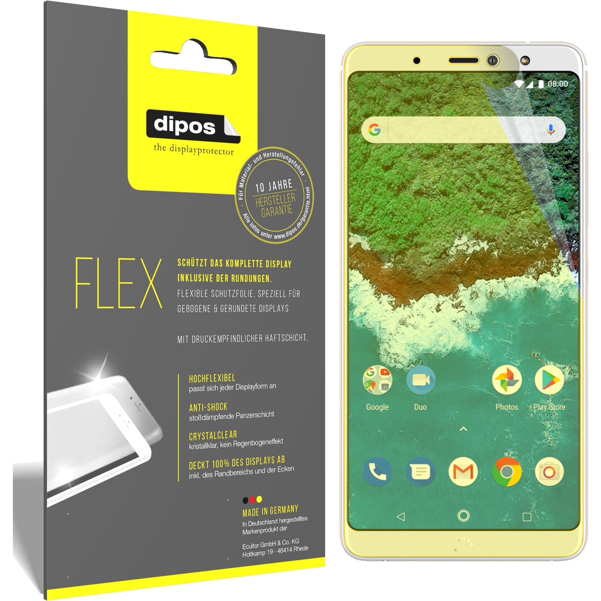 Dipos Displayschutzfolie Full-Cover 3D (3 Stück, BQ Aquaris X2), Smartphone Schutzfolie, Transparent