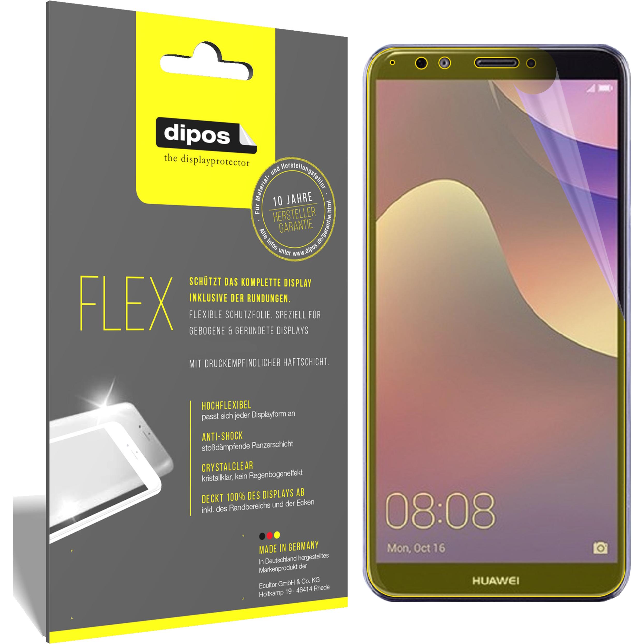 Dipos Displayschutzfolie Full-Cover 3D (2 Stück, Huawei Y7 (2018)), Smartphone Schutzfolie, Transparent