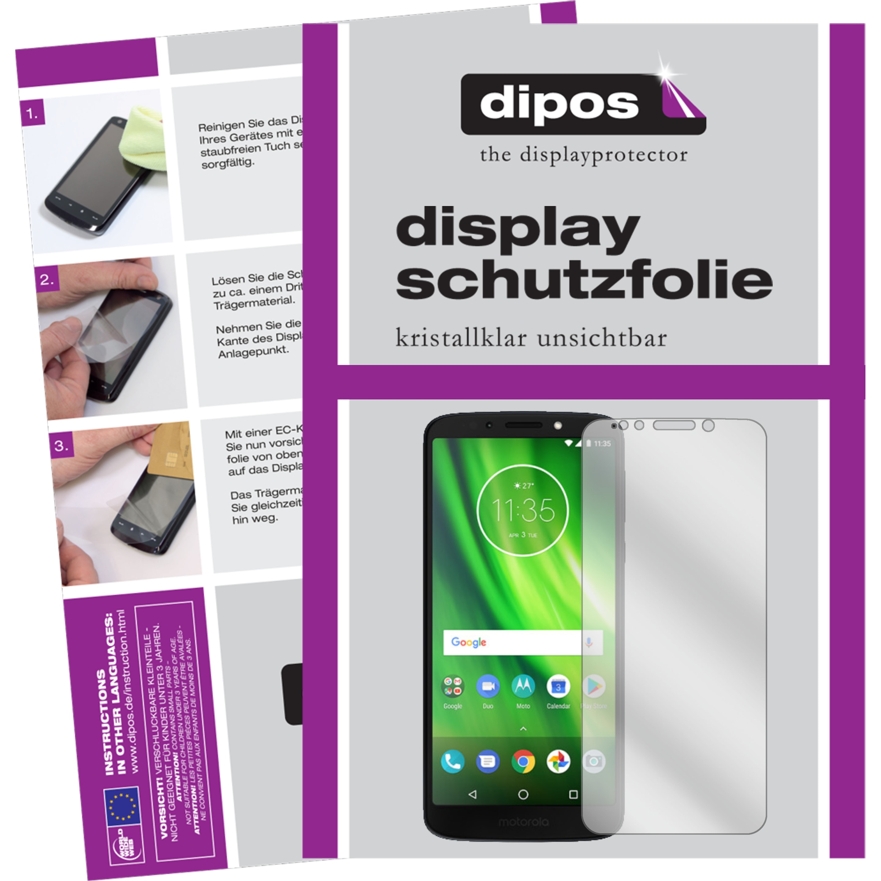 Dipos Displayschutzfolie Crystalclear (6 Stück, Motorola Moto G6 Play), Smartphone Schutzfolie, Transparent