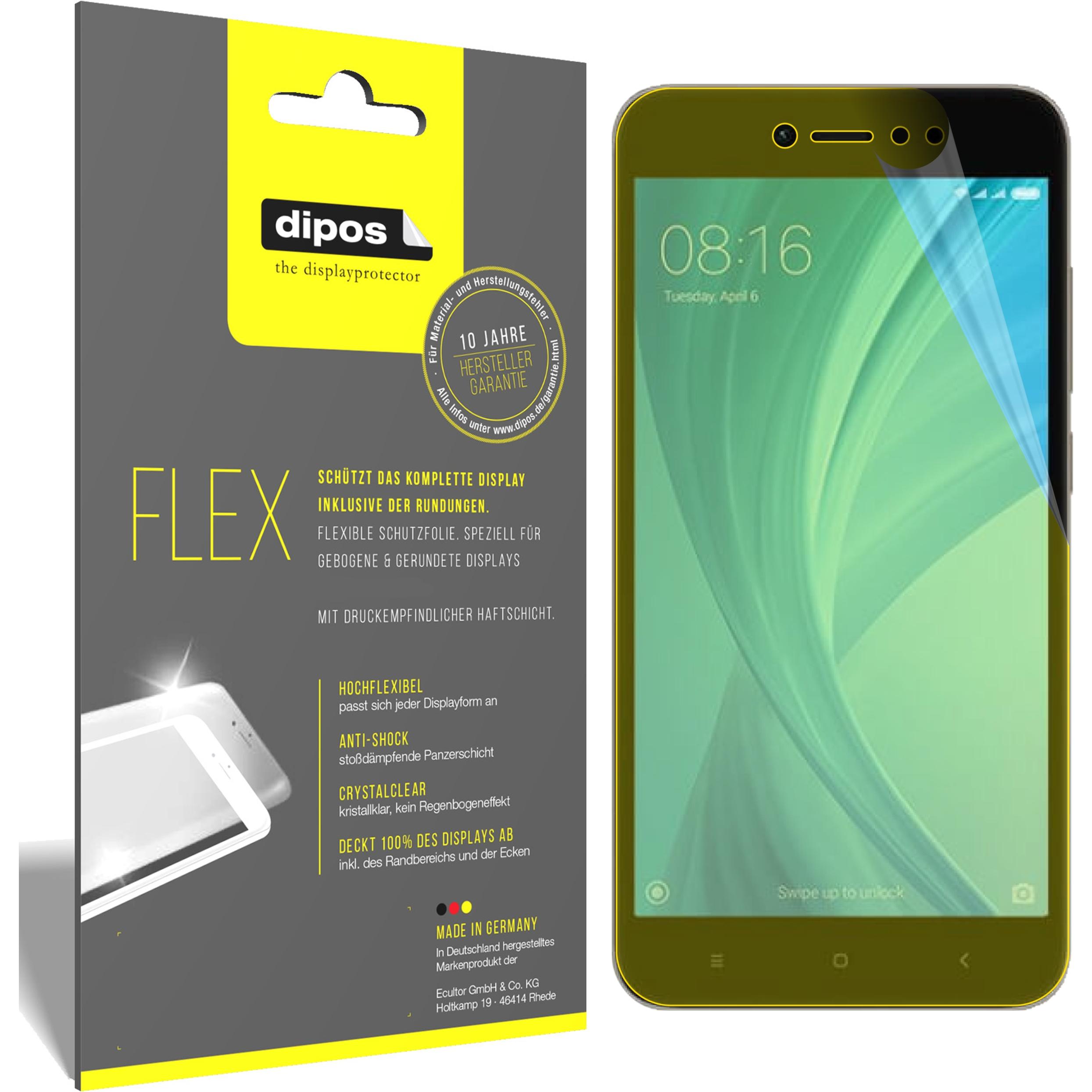 Dipos Displayschutzfolie Full-Cover 3D (3 Stück, Xiaomi Redmi Note 5A Prime), Smartphone Schutzfolie, Transparent
