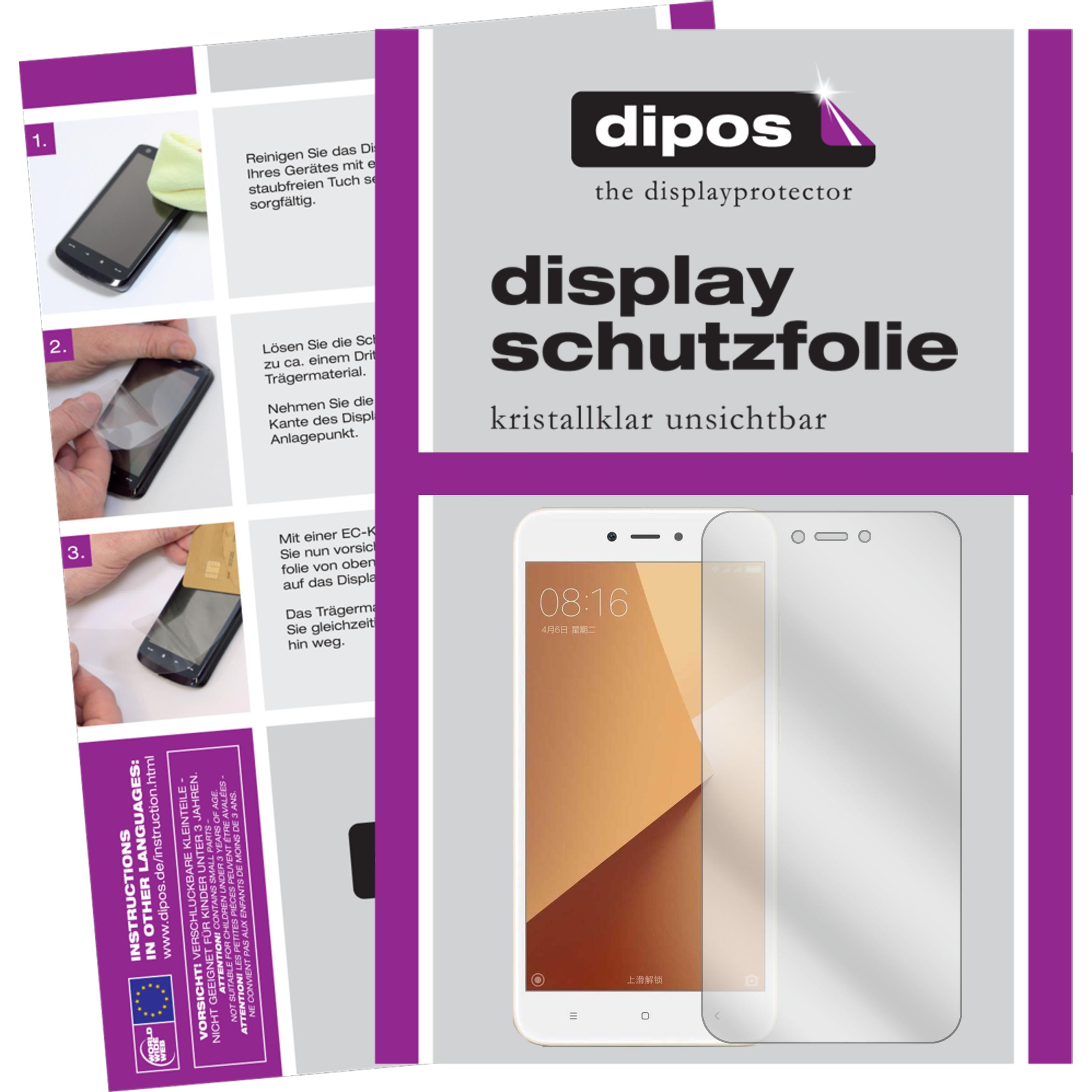 Dipos Displayschutzfolie Crystalclear (5 Stück, Xiaomi Redmi Note 5A), Smartphone Schutzfolie, Transparent
