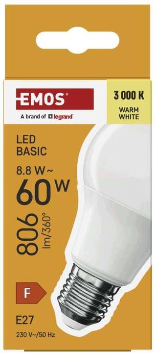Immagine prodotto Emos LED BASIC A60 8,8W(60W) 806lm E27 WW (E27, 806 lm, 1x)