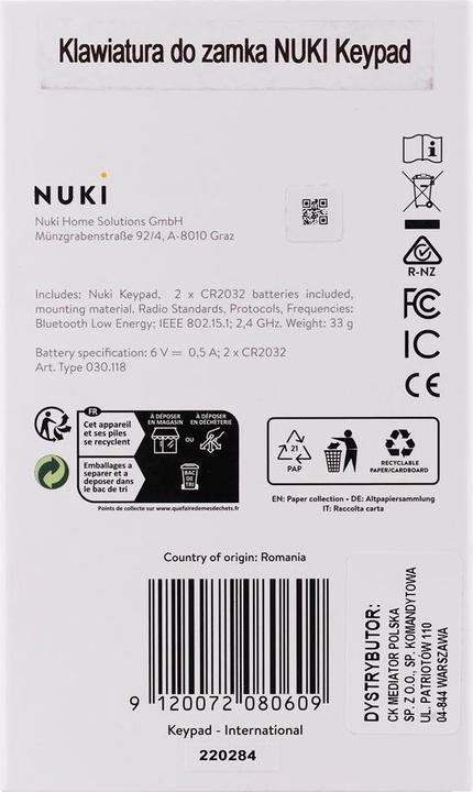 Produktbild Nuki Keypad (Schlüsselkarte)
