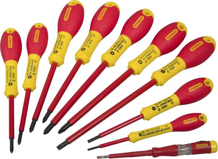 Produktbild Stanley FatMax Set 10-teilig (Schlitz isoliert/Phillips isoliert/Pozidriv isoliert/Tester) (Schlitzschrauben, Pozidriv-Kreuzschlitz (PZ), Phillipps-Kreuzschlitz (PH))