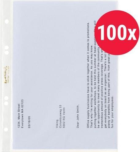 Produktbild Rexel HETZEL Prospekthülle Economic, A5, PP, genarbt, 0,05 mm oben offen, Lochung: 80-45-65-45, mit Lochra (A5, 100 x)