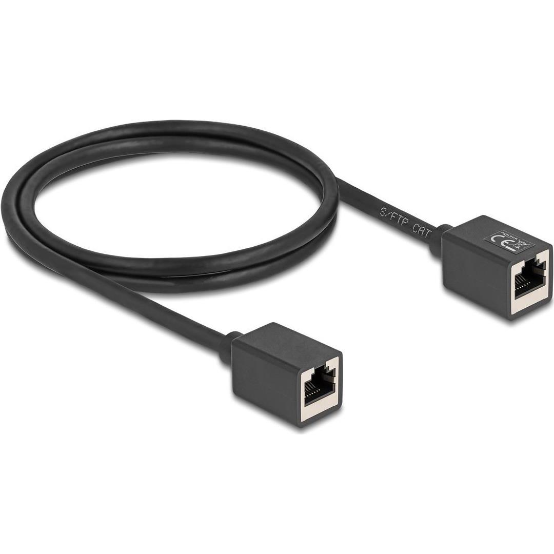 Delock Netzwerk Verlängerungskabel Kupplung RJ45 Buchse zu R (S/FTP, CAT6a, 1 m), Netzwerkkabel