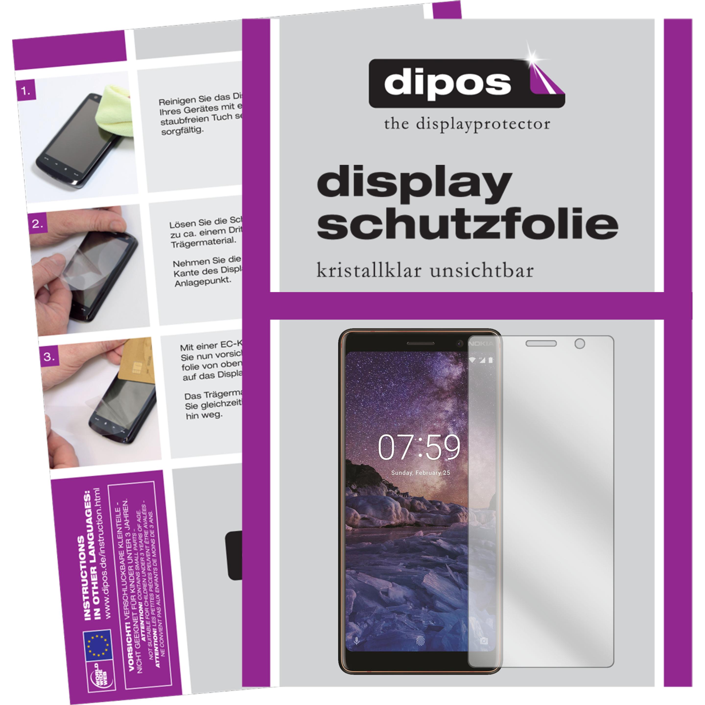 Dipos Displayschutzfolie Crystalclear (2 Stück, Nokia 7 Plus), Smartphone Schutzfolie, Transparent