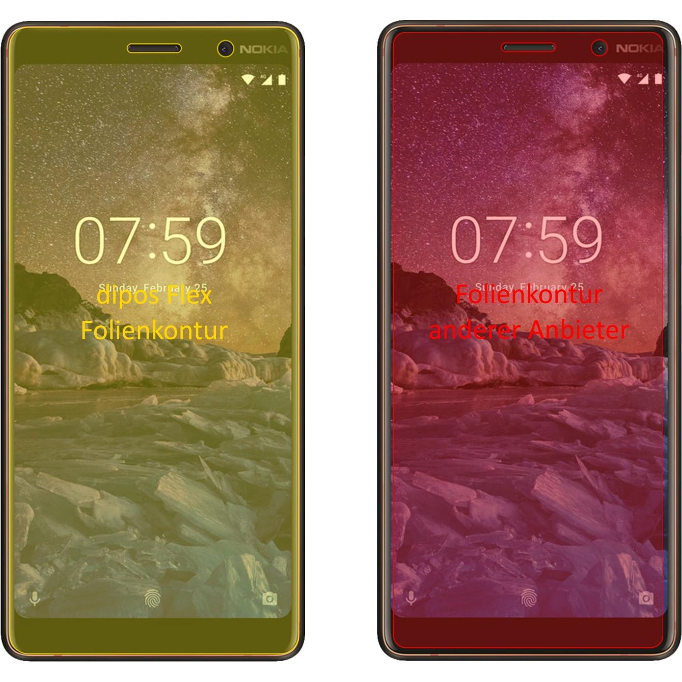 Thumbnail - Dipos Displayschutzfolie Full-Cover 3D (3 Stück, Nokia 7 Plus), Smartphone Schutzfolie, Transparent