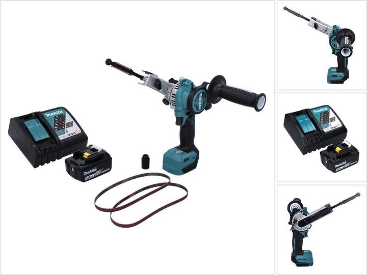 6000 mAh Li-Ion batterie avec LED + indicateur ( 197422-4 ) + 1x Makita DC 18 RC 9,6 - 18 V batterie chargeur rapide pour batterie Li-Ion (195584-2), 1x Makita DBS 180 lime à bande sans fil 18 V 9 x 533 mm Brushless + 1x poignée supplémentaire + 2x bande abrasive K80 + 1x adaptateur d'aspiration + 1x Makita BL 1860 B 18 V - 6,0 Ah