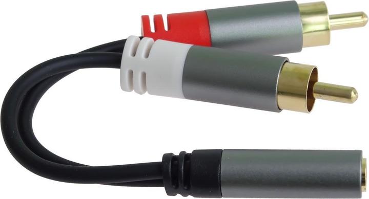 Produktbild PremiumCord kabel HQ Jack 3.5mm Female - 2x CINCH Male 15cm (0.15 m, Cinch Kabel)