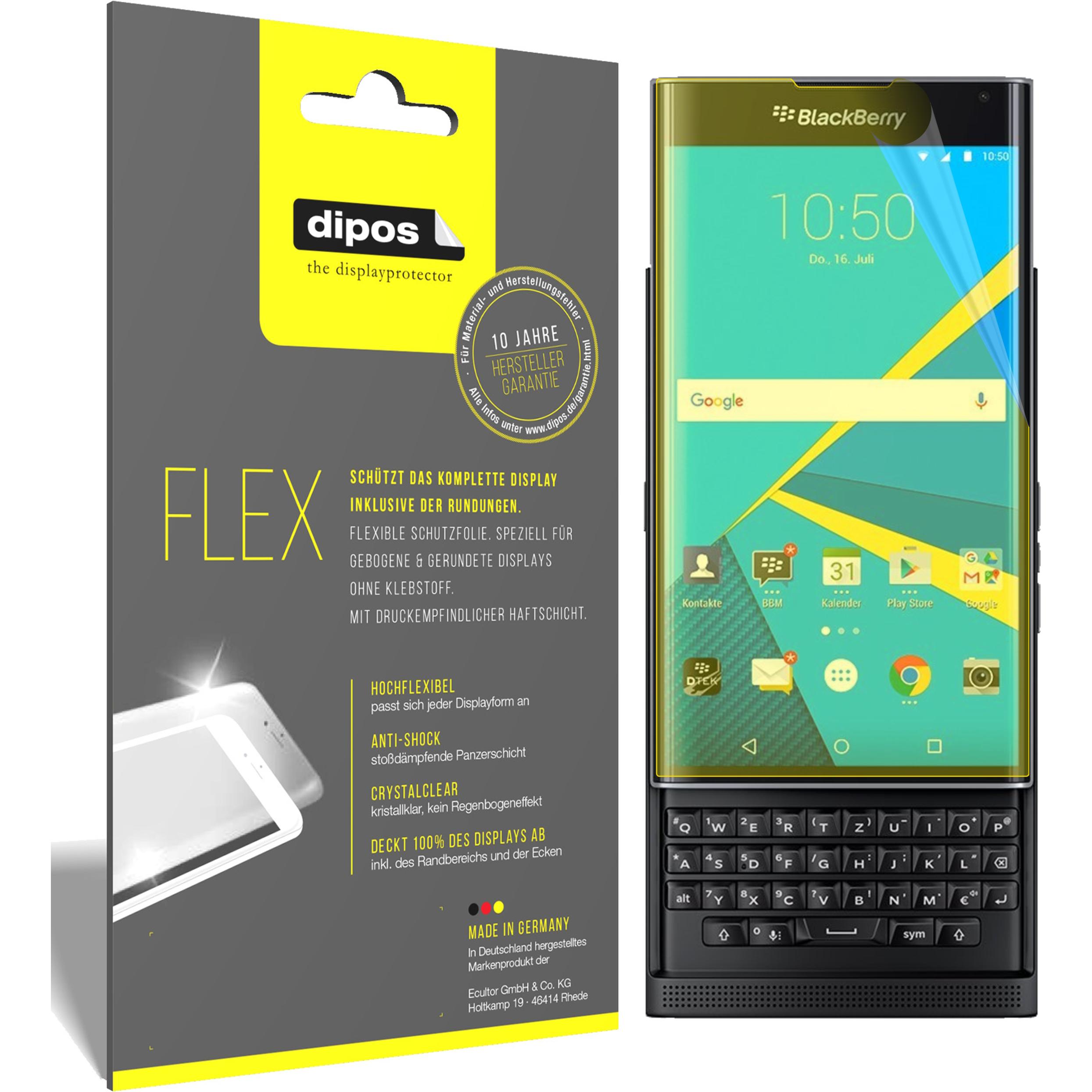 Dipos Displayschutzfolie Full-Cover 3D (3 Stück, Blackberry Priv), Smartphone Schutzfolie, Transparent