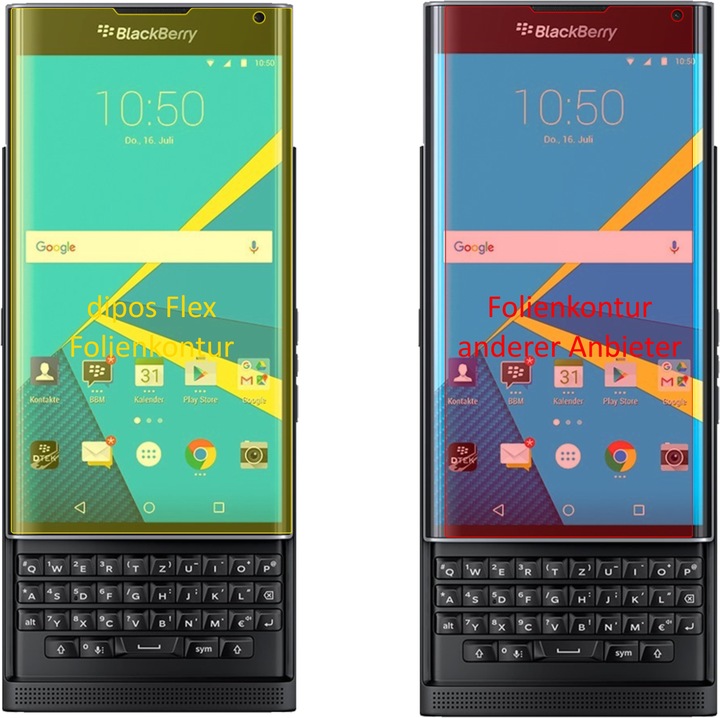 Actual product image Dipos Screen Protector Full-Cover 3D (3 Piece, Blackberry Priv)