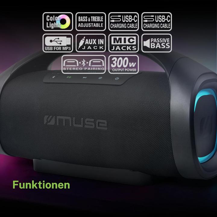 Actual product image Muse Portable Bluetooth Speaker Splash Proof, Black (10 h)