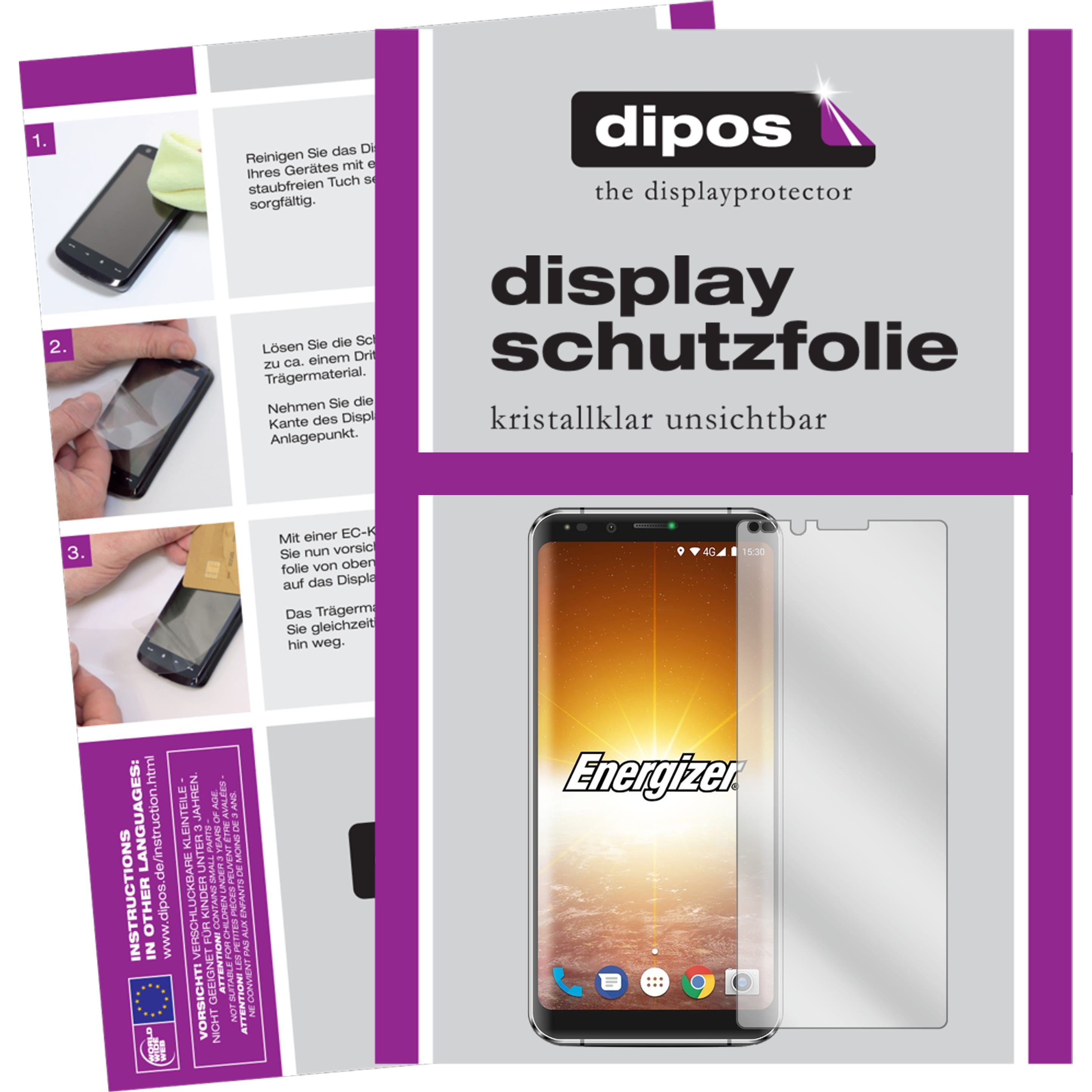 Dipos Displayschutzfolie Crystalclear (1 Stück, Energizer PowerMax P600S), Smartphone Schutzfolie, Transparent