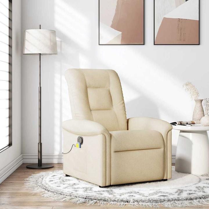Immagine prodotto VidaXL Poltrona massaggiante in tessuto crema poltrona massaggiante TV poltrona con funzione massaggio