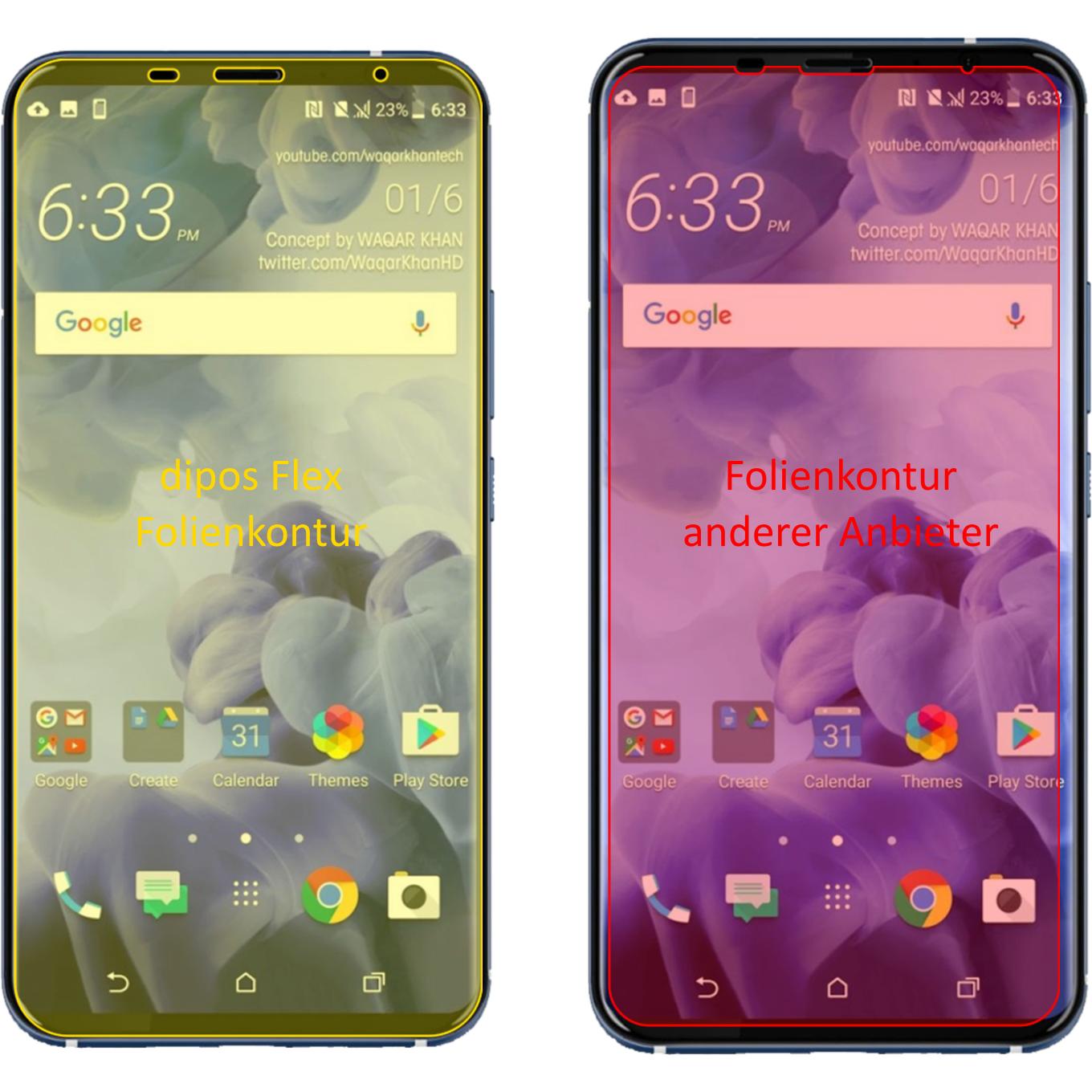 Thumbnail - Dipos Displayschutzfolie Full-Cover 3D (3 Stück, HTC U11+), Smartphone Schutzfolie, Transparent