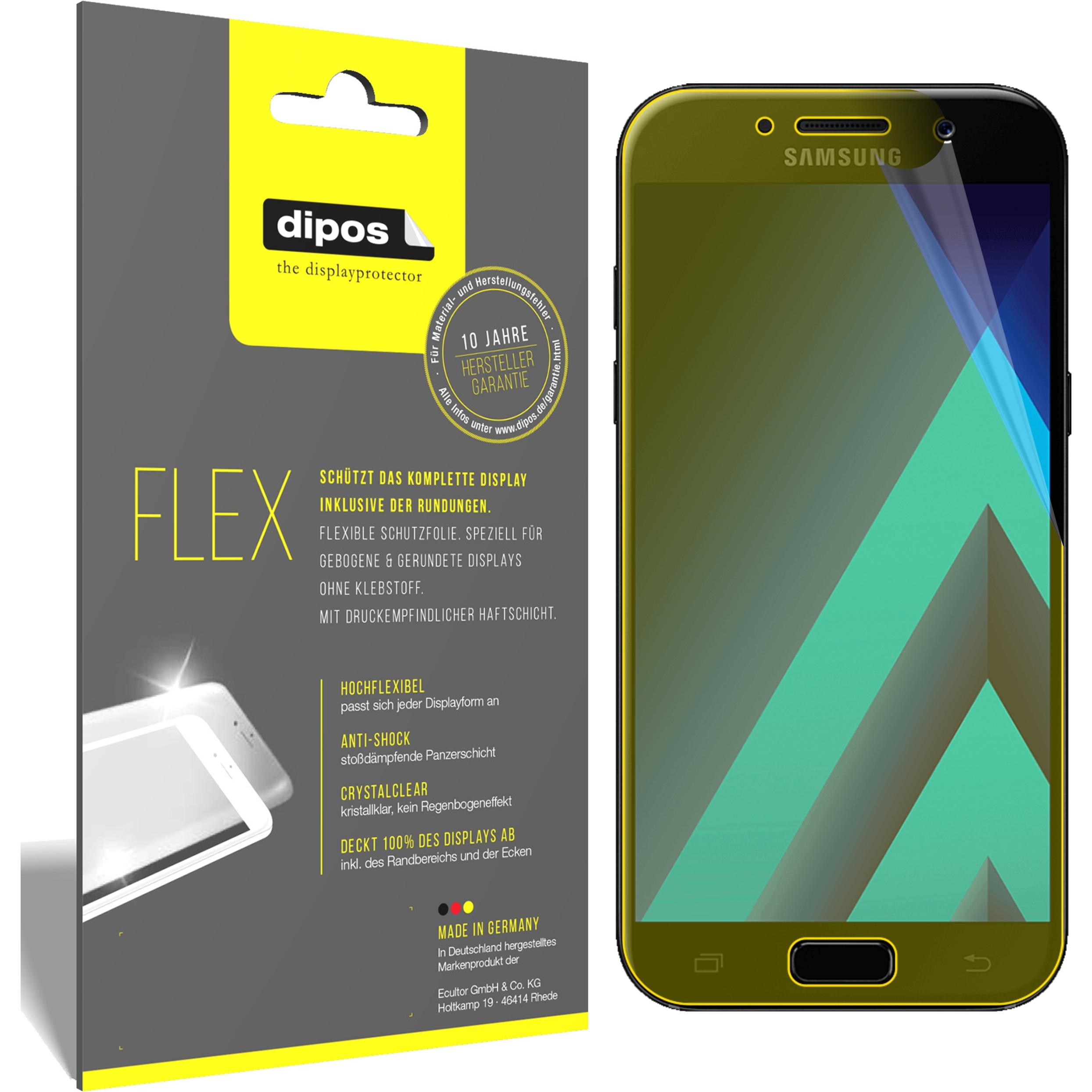 Dipos Displayschutzfolie Full-Cover 3D (2 Stück, Samsung Galaxy A5 (2017)), Smartphone Schutzfolie, Transparent