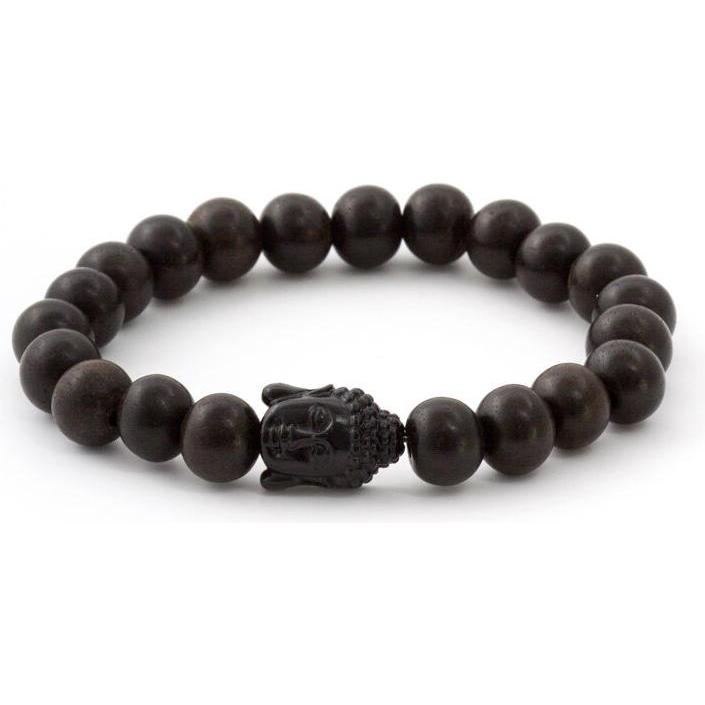 Agato, Bracciale, - Ebony wood bead bracelet MINK03 - Length: 17 cm