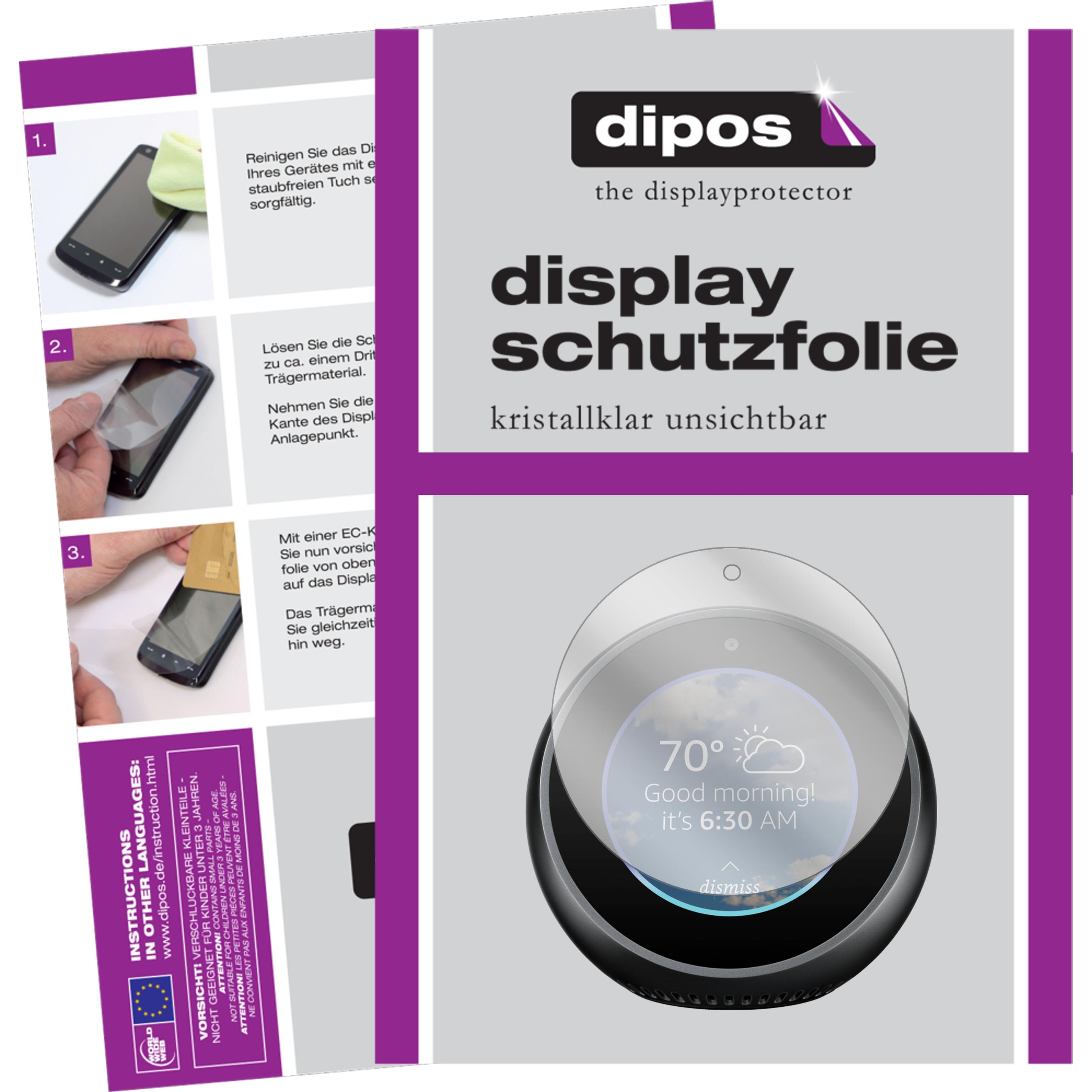Dipos Displayschutzfolie Crystalclear (2 Stück, Echo Spot), Tablet Schutzfolie