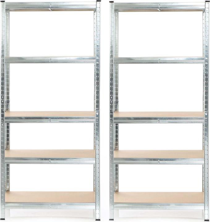 Actual product image Wiltec Set 2x Heavy-duty Shelving System Zincked Boltless 180x90x45cm, max. 875kg, Steel, 5 Levels
