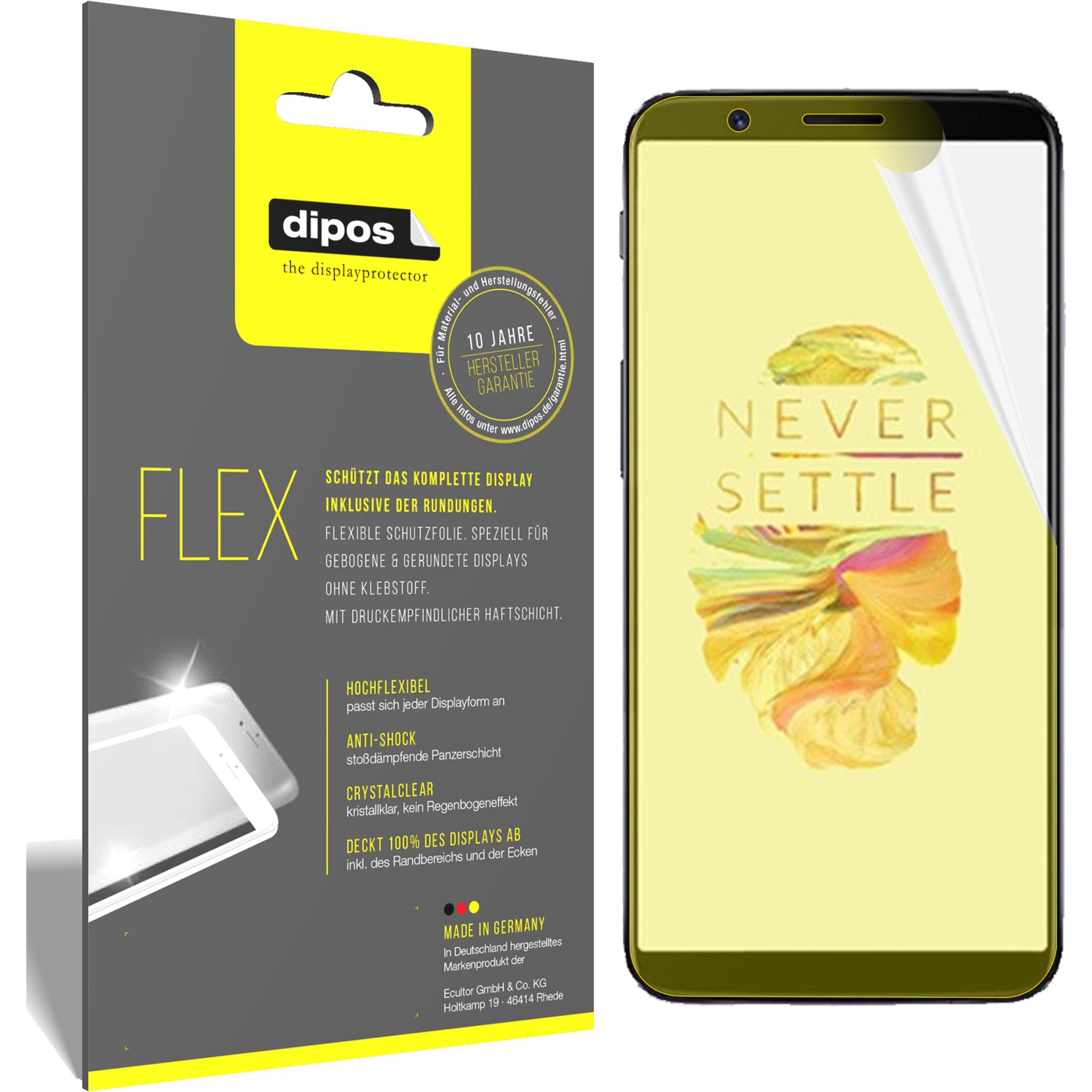 Dipos Displayschutzfolie Full-Cover 3D (2 Stück, OnePlus 5T), Smartphone Schutzfolie, Transparent