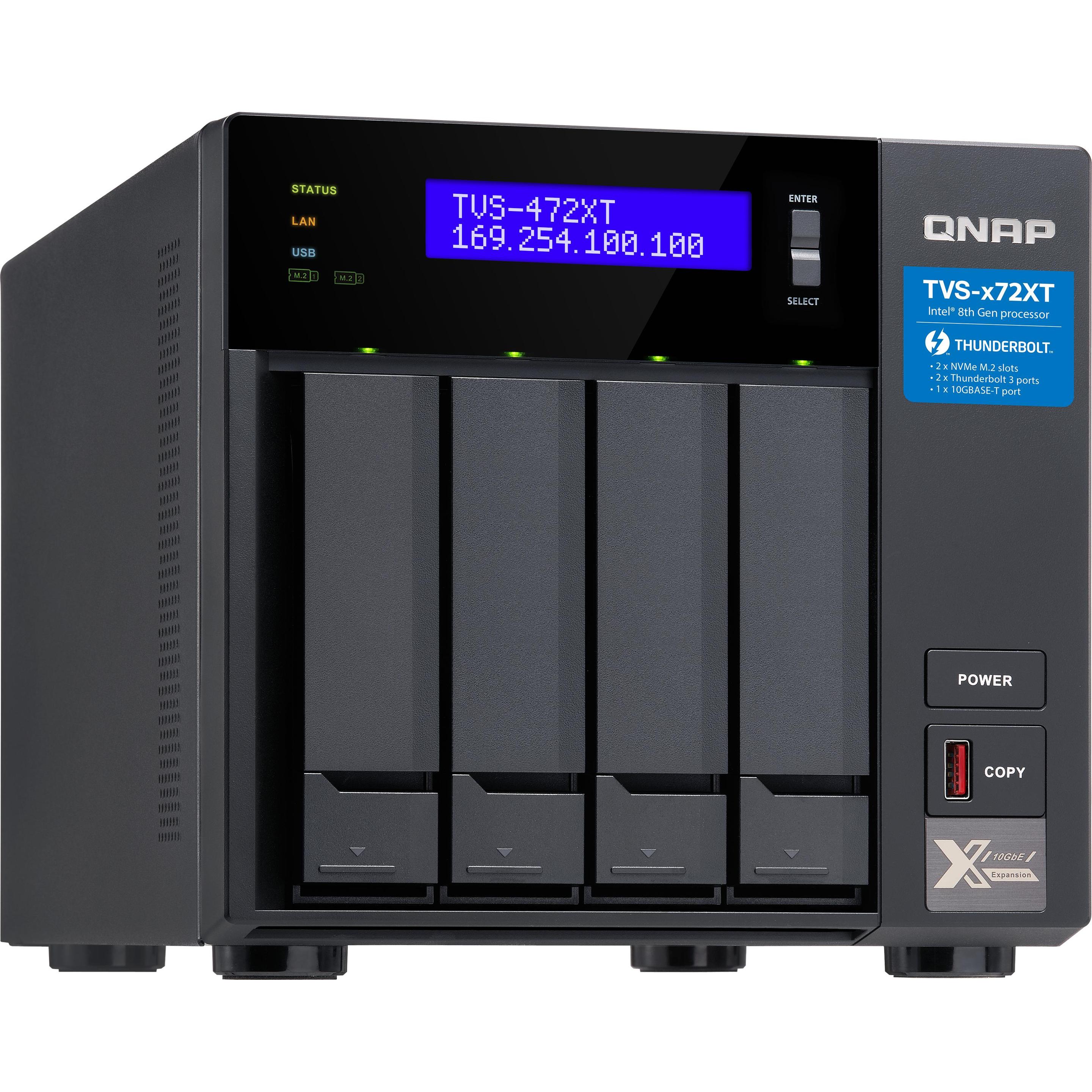 QNAP TVS-472XT (0 TB), NAS, Schwarz